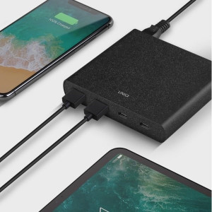 USB хъб UNIQ Surge 90W 2x USB Type A Quick Charge 3.0 / 2x USB Type C Power Delivery 3.0 (LITHOS Collective) черен графит - Img 5