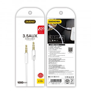 Аудио кабел DUDAO 3 pole жак 3.5mm 1m бял (L12S бял) - Img 3