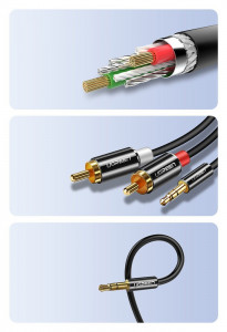 Аудио кабел UGREEN жак 3.5mm към 2x RCA (чинч) 2m черен (AV116 10584) - Img 9