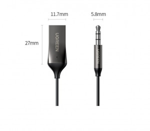 Аудио приемник със спираловиден кабел UGREEN bluetooth 5.0 жак 3.5mm 1.2m черен (70601 CM309) - Img 17