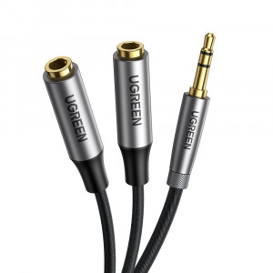 Аудио сплитер UGREEN жак 3.5mm (мъжко) към 2x жак 3.5mm (женско) 0.2m черен (AV191 50253) - Img 1