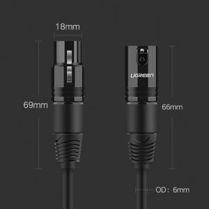 Аудио удължител UGREEN XLR (мъжко) към XLR (женско) 3m (AV130) черен - Img 2
