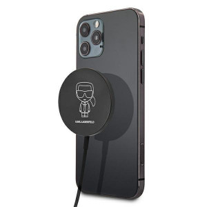 Безжично зарядно KARL LAGERFELD KLCBMSIKBK 15W (съвместимо с MagSafe) черно