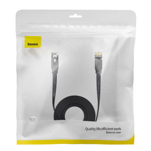 Бърз плосък интернет кабел BASEUS high Speed Six types of RJ45 Gigabit 15m черен - Img 5