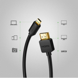 Видео кабел UGREEN HDMI към Micro HDMI 19 pin 2.0v 4K 60Hz 30AWG 1.5m черен (30102) - Img 9