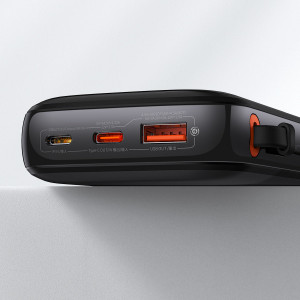Външна батерия BASEUS Qpow Digital дисплей 10000mAh 22.5W с бързо зареждане / PD / SCP / FCP с вграден USB-C кабел черна - Img 9