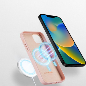 Гръб от еко кожа DUX DUCIS Grit MagSafe - iPhone 14 Plus розов - Img 3