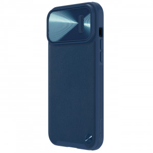 Гръб от естествена кожа с подвижно покритие за камерата NILLKIN CamShield Leather S - iPhone 14 Pro син - Img 3