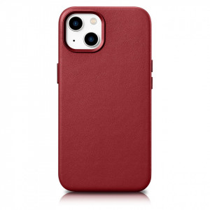 Гръб от естествена кожа iCARER Leather MagSafe - iPhone 14 Plus червен - Img 1