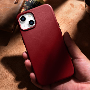 Гръб от естествена кожа iCARER Leather MagSafe - iPhone 14 Plus червен - Img 16