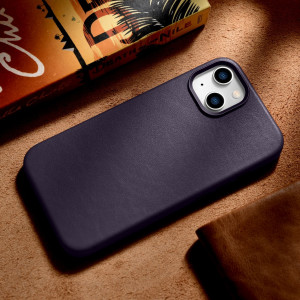 Гръб от естествена кожа iCARER Leather MagSafe - iPhone 14 Plus тъмнолилав - Img 16