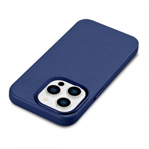 Гръб от естествена кожа iCARER Leather MagSafe - iPhone 14 Pro Max син - Img 11