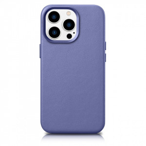 Гръб от естествена кожа iCARER Leather MagSafe - iPhone 14 Pro Max светлолилав - Img 1