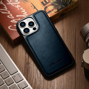 Гръб от естествена кожа iCARER Leather Oil Wax MagSafe - iPhone 14 Pro син - Img 13