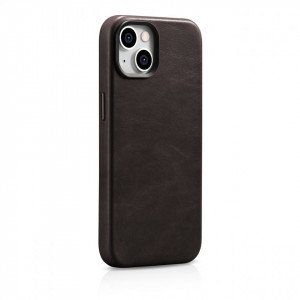 Гръб от естествена кожа iCARER Leather Oil Wax Premium MagSafe - iPhone 14 Plus кафяв - Img 6