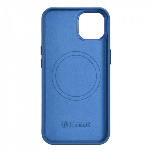 Гръб от естествена кожа iCARER Litchi Premium MagSafe - iPhone 14 Plus светлосин - Img 3