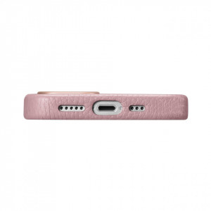 Гръб от естествена кожа iCARER Litchi Premium MagSafe - iPhone 14 Plus розов - Img 5