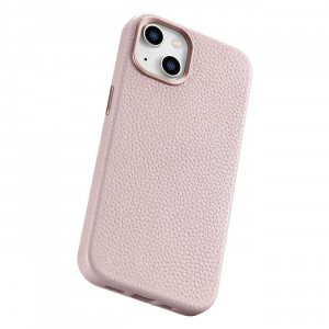 Гръб от естествена кожа iCARER Litchi Premium MagSafe - iPhone 14 Plus розов - Img 13