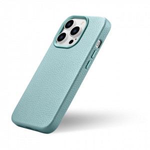 Гръб от естествена кожа iCARER Litchi Premium MagSafe - iPhone 14 Pro Max зелен - Img 9