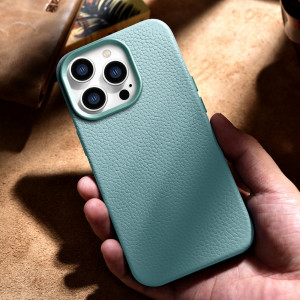 Гръб от естествена кожа iCARER Litchi Premium MagSafe - iPhone 14 Pro Max зелен - Img 17