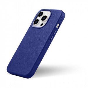 Гръб от естествена кожа iCARER Litchi Premium MagSafe - Leather Case - iPhone 14 Pro Max тъмносин - Img 7
