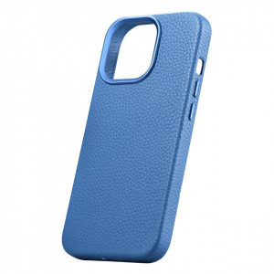 Гръб от естествена кожа iCARER Litchi Premium MagSafe - Leather Case - iPhone 14 Pro Max светлосин - Img 8