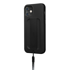 Гръб с лентов държач и каишка UNIQ Heldro с антимикробно покритие - iPhone 12 mini черен - Img 2