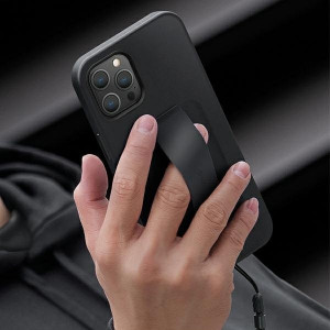 Гръб с лентов държач и каишка UNIQ Heldro с антимикробно покритие - iPhone 12 Pro Max черен - Img 5
