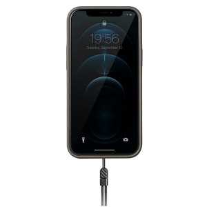 Гръб с лентов държач и каишка UNIQ Heldro с антимикробно покритие - iPhone 12 / 12 Pro черен въглен - Img 4