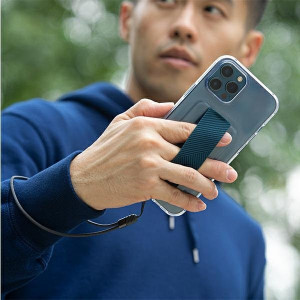 Гръб с лентов държач и каишка UNIQ Heldro с антимикробно покритие - iPhone 12 Pro Max прозрачен - Img 5