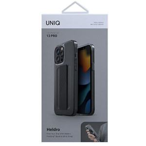 Гръб с лентов държач и каишка UNIQ Heldro с антимикробно покритие - iPhone 13 Pro опушен - Img 7