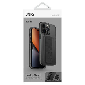 Гръб с лентов държач и каишка UNIQ Heldro с антимикробно покритие - iPhone 14 Pro черен дим - Img 10