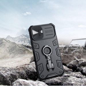 Гръб с подвижно покритие за камерата и ринг държач NILLKIN CamShield Armor Pro MagSafe - iPhone 14 Plus черен - Img 7