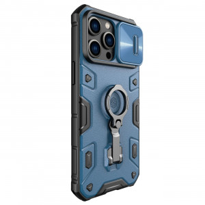 Гръб с подвижно покритие за камерата и ринг държач NILLKIN CamShield Armor Pro MagSafe - iPhone 14 Pro Max син - Img 7