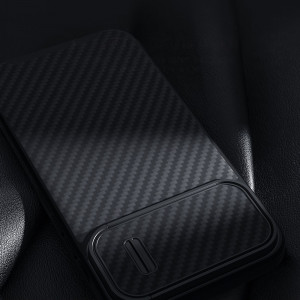 Гръб с подвижно покритие за камерата NILLKIN Synthetic Fiber S - iPhone 14 черен - Img 15