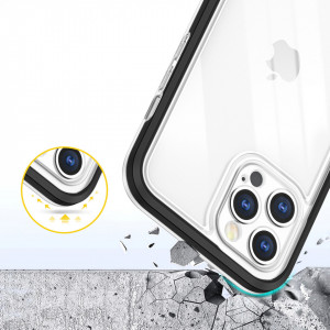 Гръб Clear 3в1 с гел рамка - iPhone 12 Pro черен - Img 6