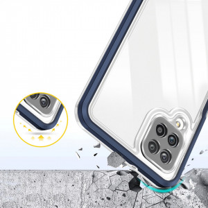 Гръб Clear 3в1 с гел рамка - Samsung Galaxy A12 син - Img 6