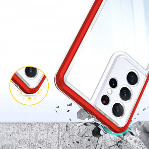 Гръб Clear 3в1 с гел рамка - Samsung Galaxy S23 Ultra червен - Img 6