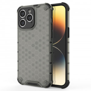 Гръб Honeycomb Armor със силиконов бъмпер - iPhone 14 Pro Max черен - Img 1