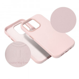 Гръб Leather Mag съвместим с MagSafe - iPhone 15 розов - Img 8