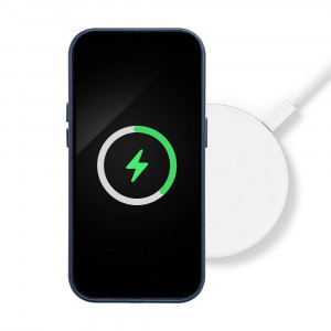 Гръб Leather Mag съвместим с MagSafe - iPhone 15 Pro Max син - Img 6