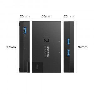 Двупосочен суич UGREEN USB Type A 3.0 към USB Type A (CM618) черен - Img 8