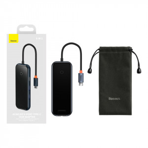 Докинг станция BASEUS AcmeJoy USB Type C към USB Type C Power Delivery & Data / 2x USB Type A 3.0 / USB Type A 2.0 / HDMI / RJ45 (WKJZ010013) тъмносива - Img 9