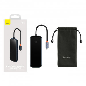 Докинг станция BASEUS AcmeJoy USB Type C към USB Type C Power Delivery & Data / 2x USB Type A 3.0 / USB Type A 2.0 / HDMI / RJ45 (WKJZ010013) тъмносива - Img 11