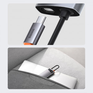 Докинг станция BASEUS Metal Gleam Series 5в1 USB Type C към HDMI / 3x USB Type A / USB Type C Power Delivery 30Hz Version сива - Img 18