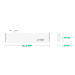 Докинг станция UGREEN 2x USB Type C към USB Type C Power Delivery (Thunderbolt 3, 100W, 4K @ 60 Hz, 10 Gbps) / HDMI 4K @ 30 Hz / 3x USB Type A 3.0 за MacBook Pro / Air (60559) сива - Img 11