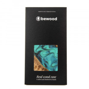 Дървен гръб BEWOOD Unique Wood and Resin - iPhone 13 Pro Тurquoise тюркоаз / черен - Img 4