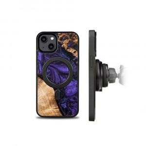 Дървен гръб BEWOOD Unique Wood and Resin MagSafe - iPhone 15 Plus Violet черен / лилав - Img 2
