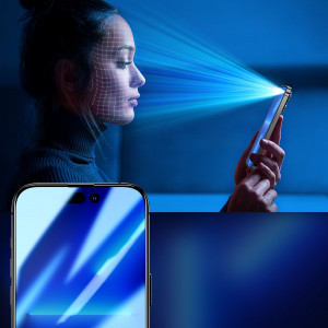 Закален стъклен протектор с пълно покритие и филтър за поверителност Joyroom Knight Privacy - iPhone 14 Pro (JR-P02) - Img 6
