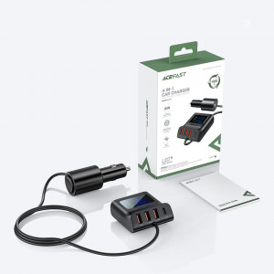 Зарядно за кола ACEFAST 90W 3x USB Type A / USB Type C / вход за запалка PPS PD 3.0 QC 3.0 AFC FCP с дисплей (B8) черно - Img 18